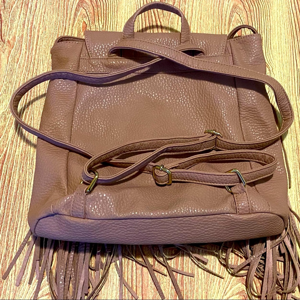 Leather-ish Yoki Fringed Backpack